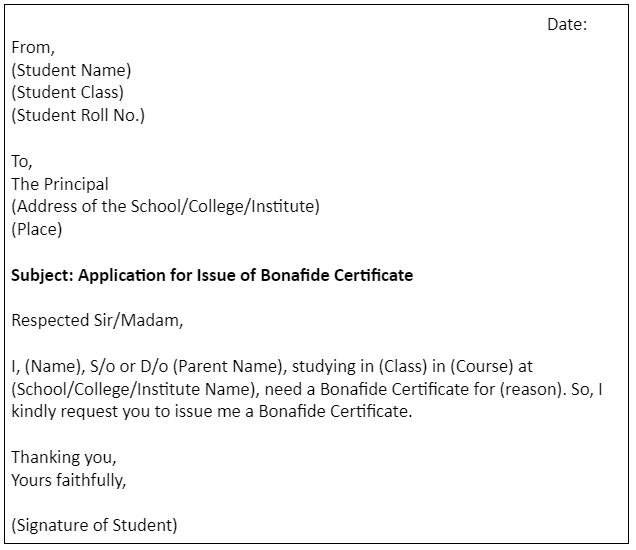 application letter for bonafide certificate from school in marathi