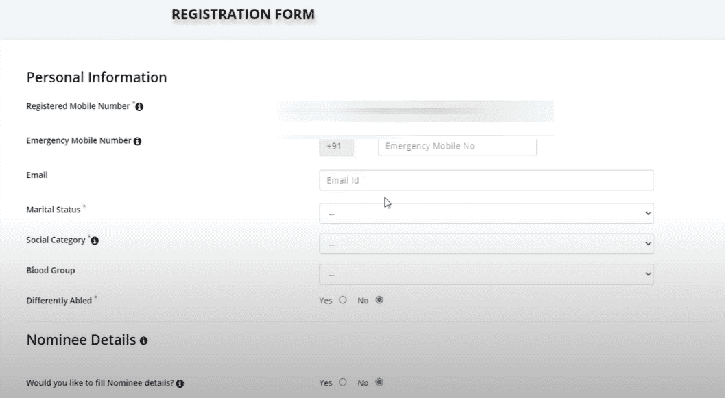 E-SHRAM registration form